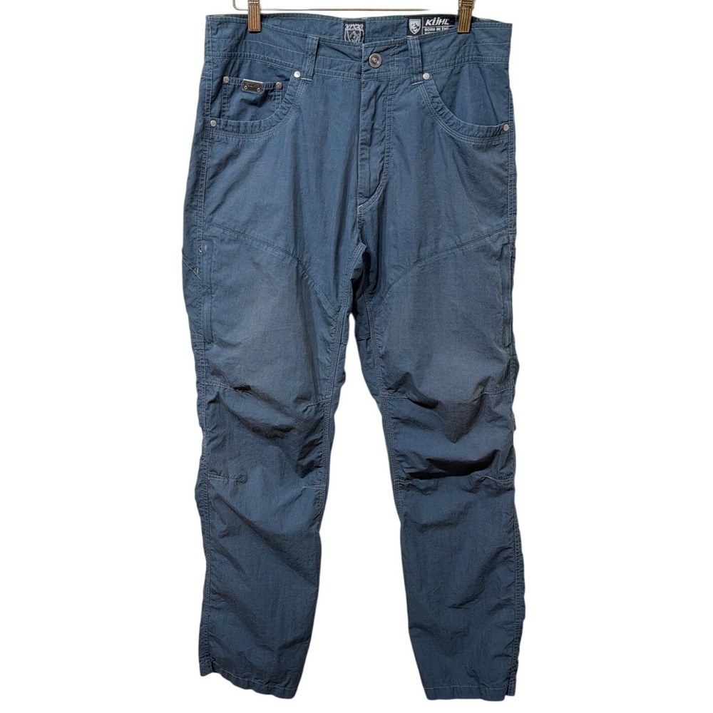 Kuhl Rydr Blue Gray Hiking Pants Mens 32x32 Articulated Cotton Nylon Outdoor
